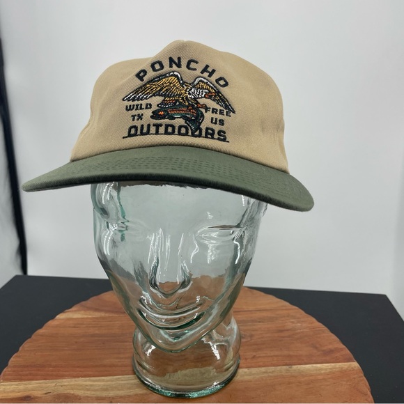 PONCHO OUTDOORS EAGLE AND TROUT SNAPBACK HAT khaki - Picture 1 of 10